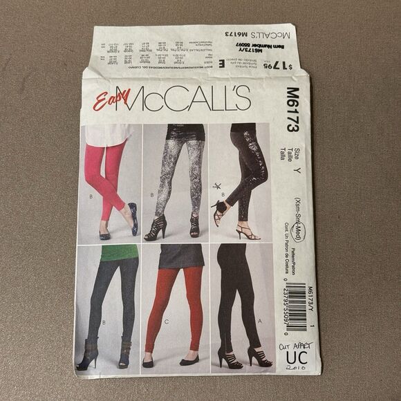 McCalls 6173 Leggings EASY Sewing Pattern Stretch Pants Pattern Size XS-M - Picture 1 of 3
